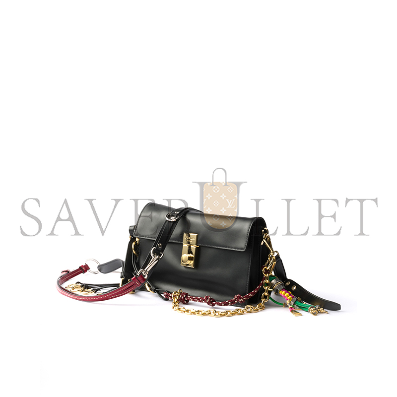 Pra*a soft sound small leather shoulder bag with charms 1bd379 (24*13.5*5cm)